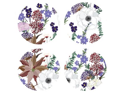 Dekorativní podložka Flowers FM4717, 10 x 10 cm (4 ks)