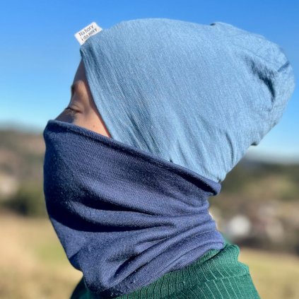 Dětský merino nákrčník – safírová