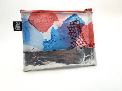 Taštička na zip modro-červená