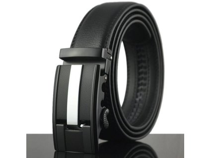PÁNSKÝ KOŽENÝ OPASEK S AUTOMATICKOU PŘEZKOU Černý