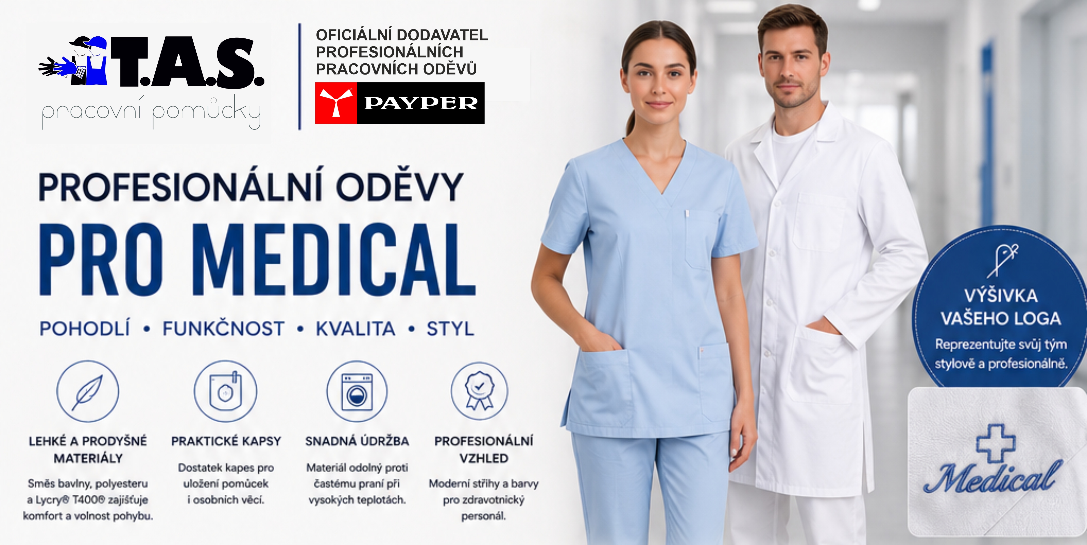 Profesionální pracovní oděvy PAYPER -Zdravotnictví