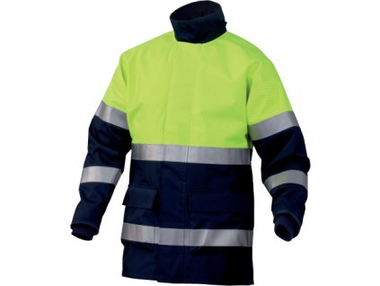 Nepromokavá reflexní parka s kapucí KOMODO2HV 2v1 - ZÁŘIVĚ ŽLUTÁ/NÁMOŘNICKÁ MODRÁ 1/3