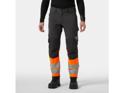 Reflexní kalhoty Helly Hansen ALNA 4X HH CONNECT HI-VIS CLASS 1 - ORANŽOVÁ/EBONY 1/8