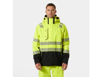 Reflexní bunda s kapucí Helly Hansen FYRE SHELL - ŽLUTÁ/EBEN 1/11