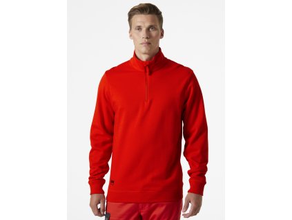 Mikina se zipem ke krku Helly Hansen MANCHESTER HALF ZIP SWEATSHIRT - VÝSTRAŽNÁ ČERVENÁ 1/6