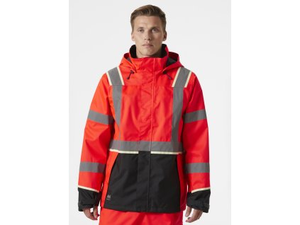 Nepromokavá reflexní bunda s kapucí Helly Hansen UC-ME SHELL - HI-VIS ČERVENÁ/ŠEDÁ EBONY 1/7