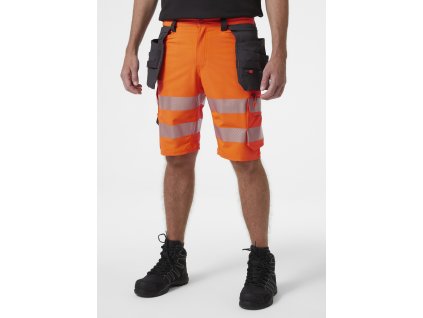 Reflexní strečové kraťasy Helly Hansen ICU CONSTRUCTION SHORTS CLASS 1 - ORANŽOVÁ/ŠEDÁ EBONY 1/6