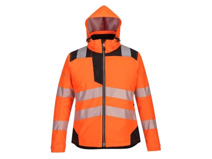 Dámská nepromokavá reflexní bunda s kapucí Portwest PW3 - ORANŽOVÁ/ČERNÁ 1/2