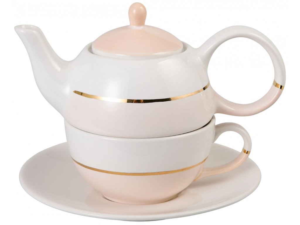 Lieske - keramická čajová souprava 0,2 l/0,4 l, tea for one, růžová
