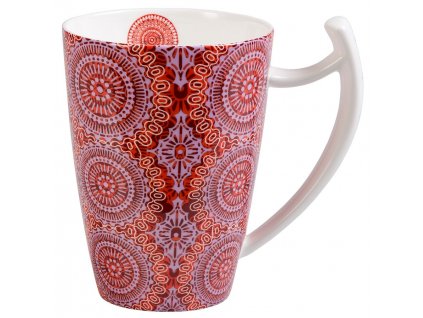 Sonji - Fine Bone China porcelánový hrnek 0,6 l, červený s mandaly