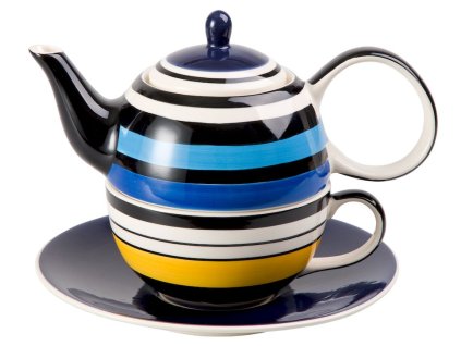 Vincent - keramická čajová souprava 0,2 l/0,4 l, tea for one, motiv proužky