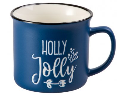 Jolly Christmas - New Bone China porcelánový hrnek 0,3 l, Holly Jolly, vánoční, modrý