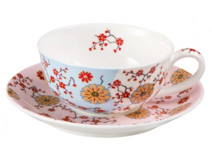 Ava - Fine Bone China, porcelánový šálek s podšálkem, 0,18 l, modrý