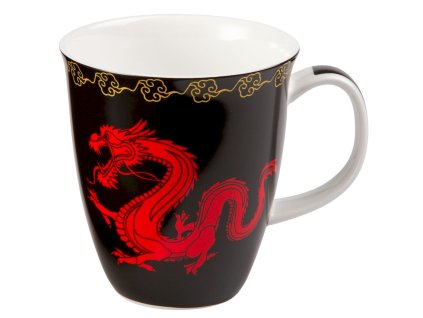 Zhu - Fine Bone China porcelánový hrnek 0,35 l, černý, čínský drak