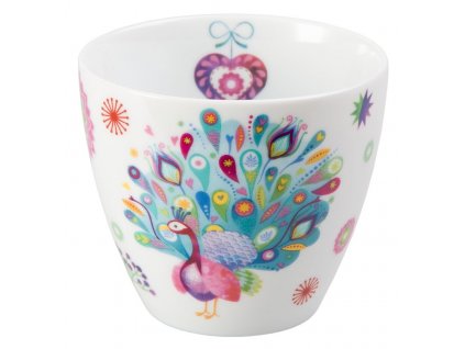 Paula - Fine Bone China porcelánový hrnek bez ucha, 0,3 l, páv