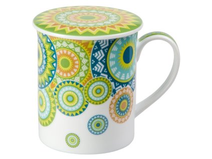 Ramon - Fine Bone China porcelánový hrnek s pokličkou a sítkem 0,35 l, mandaly