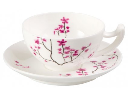 Cherry Blossom - Fine Bone China porcelánový šálek s podšálkem 0,18 l, třešeň