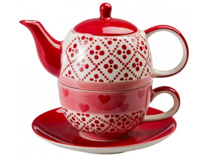 Joseppa - keramická čajová souprava 0,2 l/0,4 l, tea for one, motiv srdce