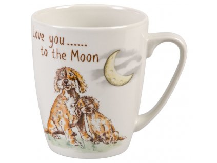 Love you to the Moon - Bone China, porcelánový hrnek 0,4 l, pes, měsíc