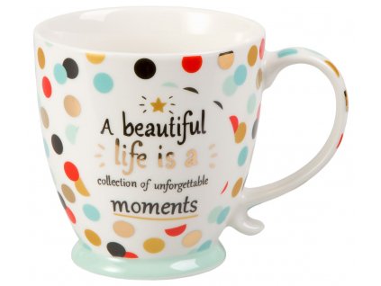 Janine - New Bone China porcelánový hrnek 0,35 l, puntíky