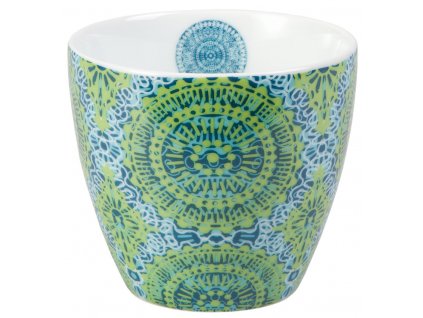 Nanji - Fine Bone China porcelánový hrnek bez ucha, 0,3 l, zelený s mandaly