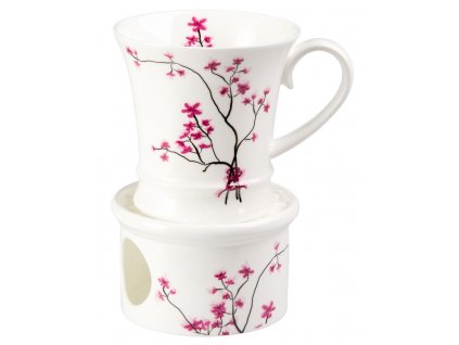 Cherry Blossom - Fine Bone China porcelánový hrnek s ohřívákem 0,3 l, třešeň