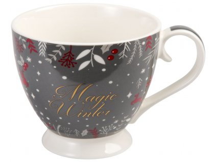 Magic Winter - New Bone China porcelánový hrnek 0,3 l, šedý, vánoční