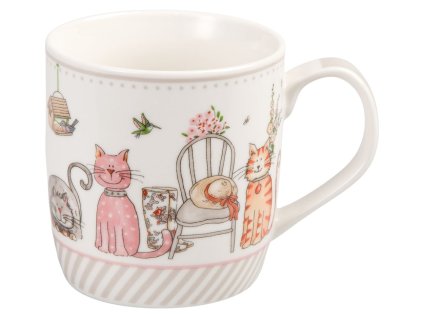 Pippa - New Bone China porcelánový hrnek 0,3 l, proužky, kočka