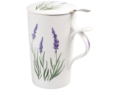 Liara - porcelánový hrnek se sítkem a pokličkou 0,4 l, levandule