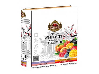 White Tea Book Assorted - mix bílých aromatizovaných porcovaných čajů v plechové knize 32x1,5g