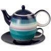 Lenja - keramická čajová souprava 0,2 l/0,4 l, Tea for one, modré proužky