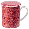 Sonji - Fine Bone China porcelánový hrnek s pokličkou a sítkem 0,35 l, mandaly