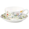 Fleurette - Fine Bone China, porcelánový šálek s podšálkem, 0,18 l, květiny