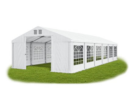 Záhradný párty stan 5m × 12m × 2m konštrukcia Zima 50mm 560g/m PVC plachta biela