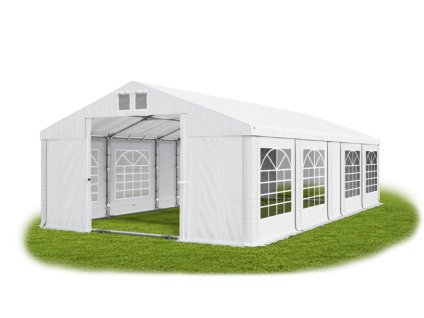 Záhradný párty stan 6m × 9m × 2m konštrukcia Leto Plus 38mm 580g/m PVC plachta biela