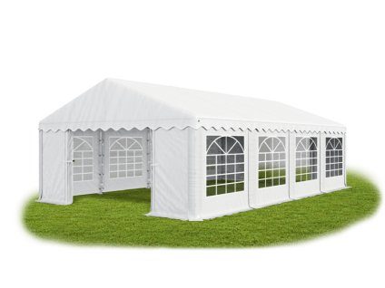 Záhradný párty stan 6m × 8m × 2m konštrukcia Leto Plus 38mm 240g/m PE plachta biela