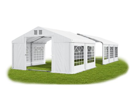 Záhradný párty stan 6m × 16m × 2m konštrukcia Leto plus 38mm 560g/m PVC plachta biela