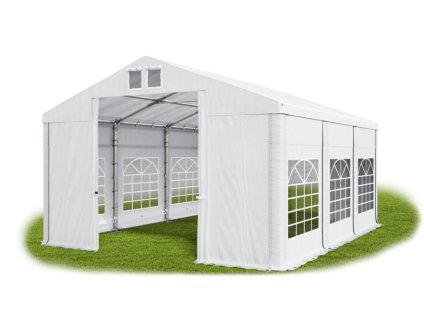 Záhradný párty stan 5m × 6m × 2,5m konštrukcia Zima 50mm 560g/m PVC plachta biela