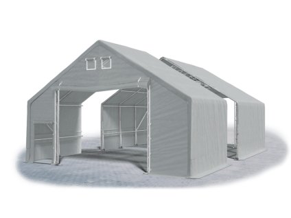 Plachtová hala 10m × 8m × 3m konštrukcia Arctic 78mm 720g/m PVC plachta šedá