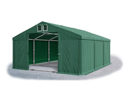 Skladový stan oceľ 5m × 6m × 2m konštrukcia Leto Plus 38mm 560g/m PVC plachta zelená