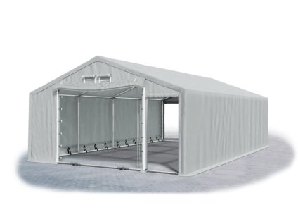 Ohňuvzdorný skladový stan oceľ + SFR 5m × 8m × 2m konštrukcia Leto plus 38mm 600g/m PVC SFR plachta šedá