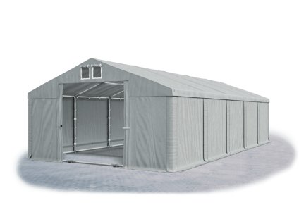 Skladový stan oceľ 5m × 10m × 2m konštrukcia Leto Plus 38mm 560g/m PVC plachta šedá