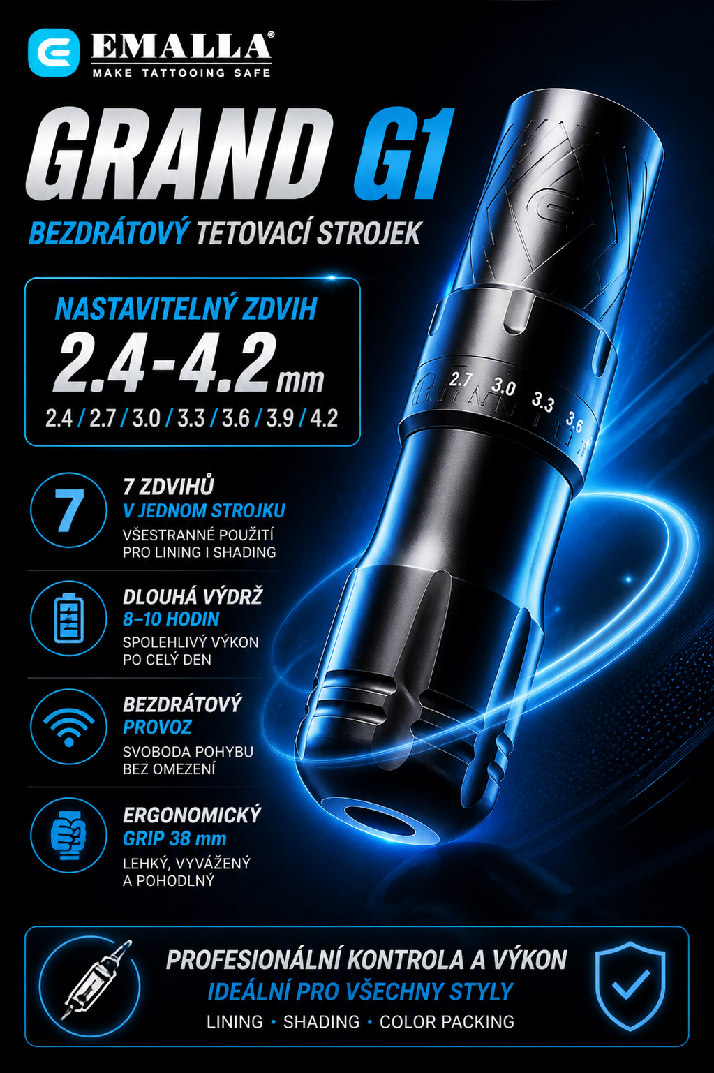 Bezdrátový strojek Emalla Grand