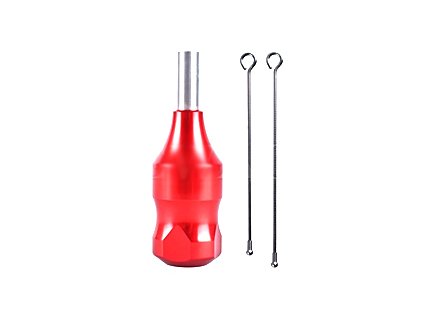 Elite Aluminium Cartridge Grip - 25mm, Red, 2x nástavec na jehlu