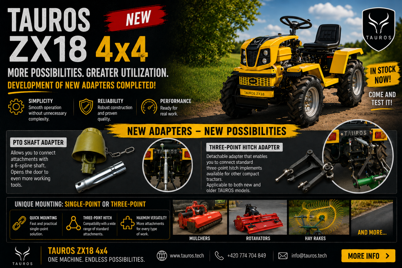 We developed a three point hitch for TAUROS ZX18 4x4!!!