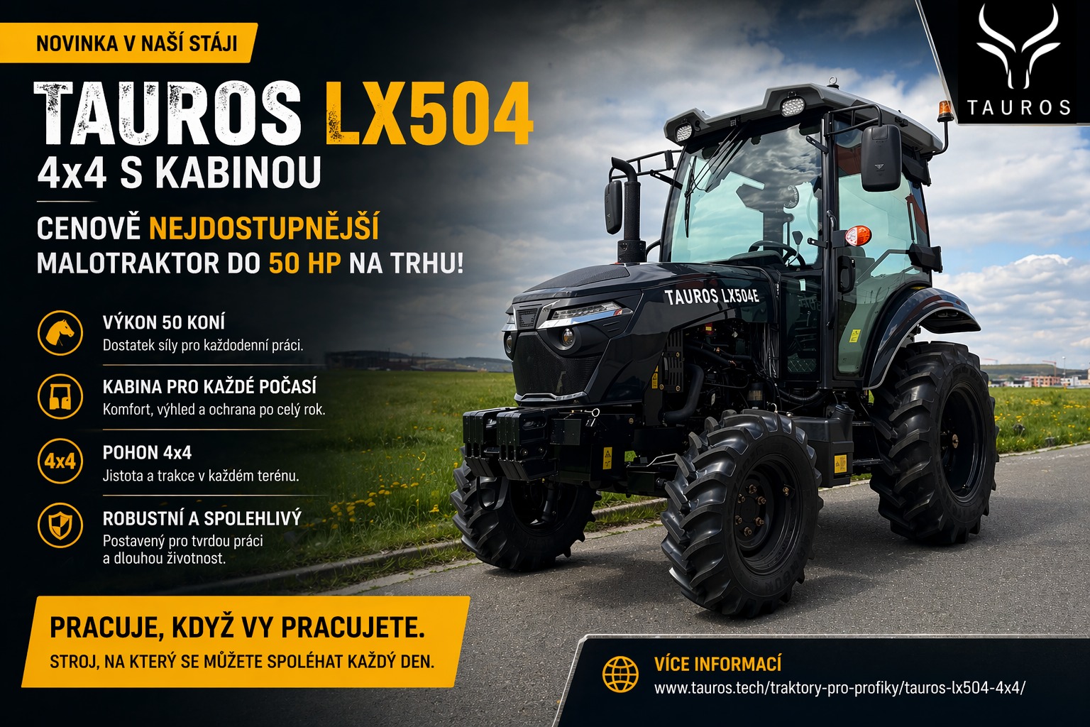 Nowość w stajni Tauros: Najbardziej przystępny 50-konny malotraktor LX504 4x4 z kabiną już dostępny!