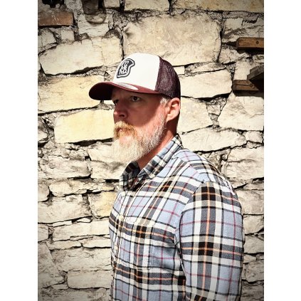 Truckerka s nášivkou (Maroon/White/Maroon nasivka)
