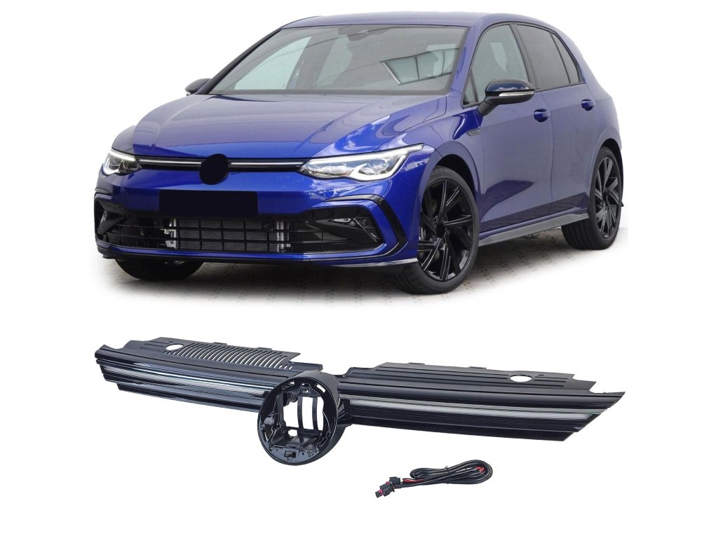 Maska Volkswagen Golf 8 chrom lišta led podsvícení 01