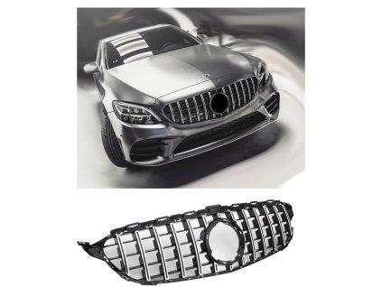 Maska Mercedes Benz C W205 facelift černá s chromem 02