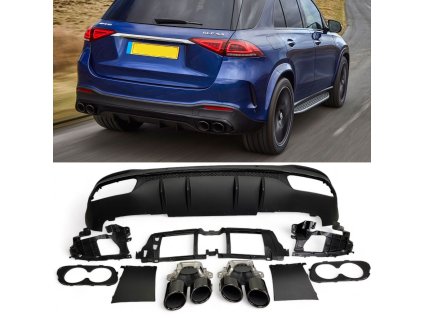 Difuzor Mercedes Benz GLE W167 2x2 černé kulaté koncovky 01